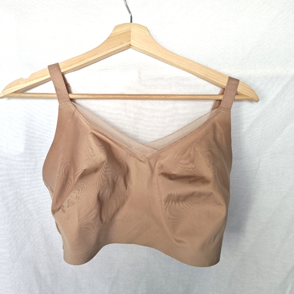 Thirdlove 24/7 Classic Wireless Crossover Minimizer Bra Soft Cup Tan Beige 34H